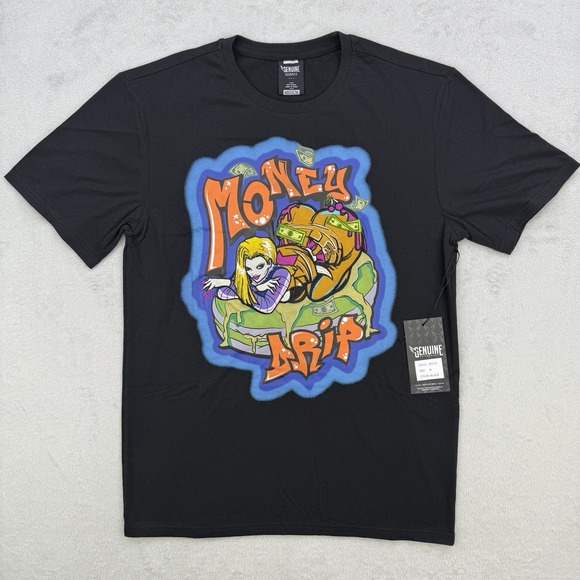 Other - Genuine Shirt Money Drip Embroidered Graphic Tee Unisex Medium Black Streetwear